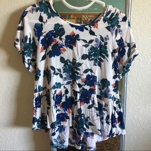 Summer Top Floral Peplum Size M